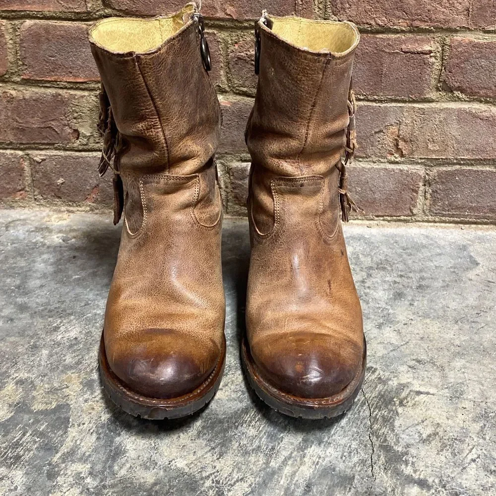 Justin Brown Leather Rustic Cowboy Boots Size 9